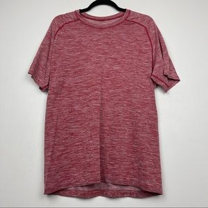 Lululemon Henley Red Active Short Sleeve Top